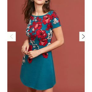 Maeve Anthropologie short sleeve floral print sweater dress size large